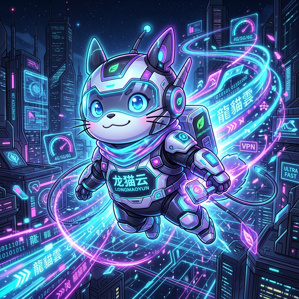 龙猫云 动漫科技极速吉祥物插画 - 2026年机场推荐主视觉